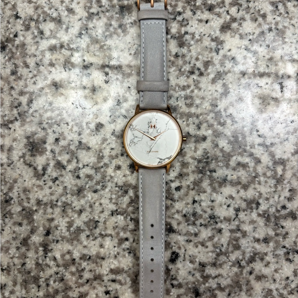 Gray and Gold Watch with Marble Face